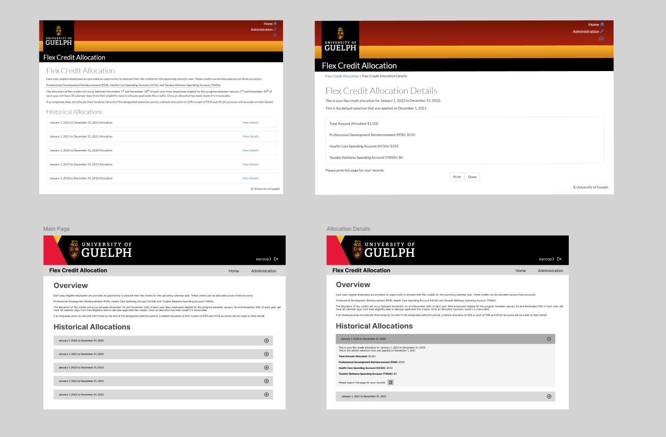 Close up of screenshot of original UI and redesigned wireframe
